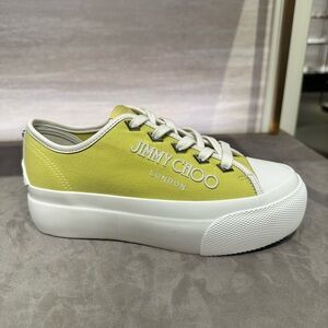 Jimmy Choo Yellow and White Platform Sneakers